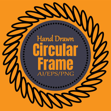 Abstract Hand Drawn Scribble Circular Frame Isolated