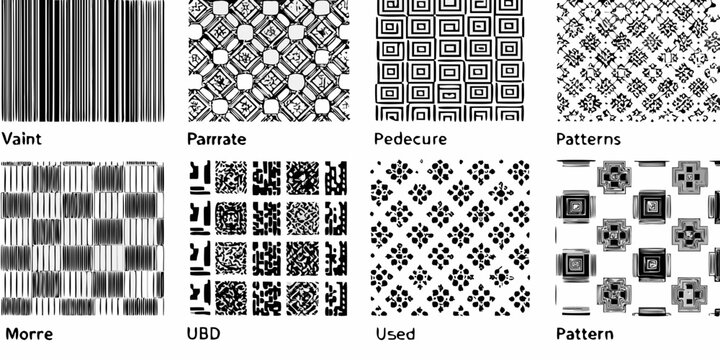 Assorted Barcode And Geometric Patterns Black And White Vector Illustrations barcodes code codes linear two dimensional