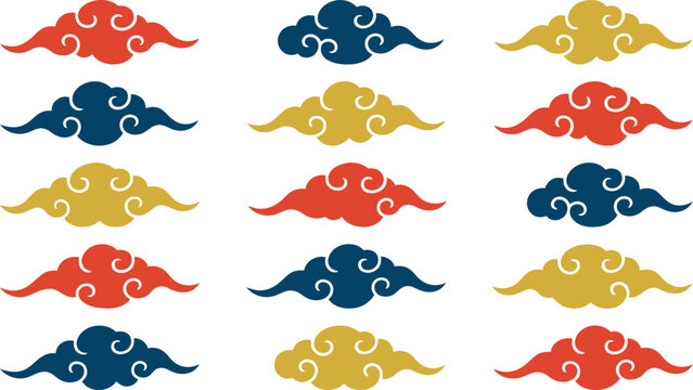 Colorful of cartoon octopuses in red, yellow, and blue, arranged in a grid pattern red octopus yellow octopus