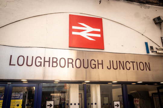 LONDON -  Loughborough Junction Station &ndash; National Rail station entrance sign at Loughborough Junction.