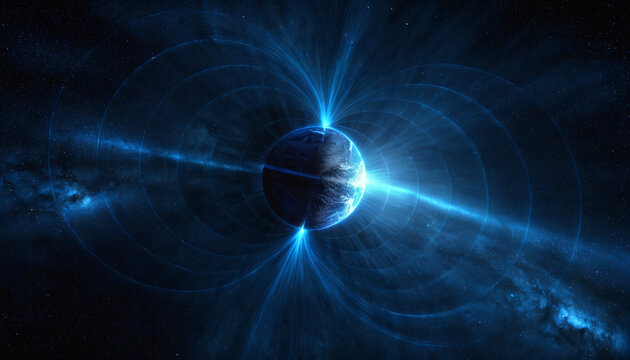 Earth Magnetosphere and Magnetic Field Lines, Accurate Dipole Field with Solar Wind Compression, Planetary Science Concept