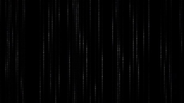 White Ghost Binary Code Rain Background - Pale Ethereal Digital Data Stream 4K Seamless Loop