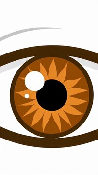 Brown eye graphic illustration on white background.