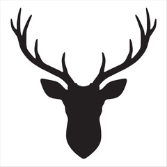 Naklejka premium Stag Deer Head Black Silhouette Vector Illustration