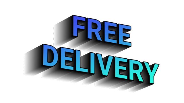 3D free delivery text typography animation video for commercial marketing e-commerce shipping business online shopping motion graphics
