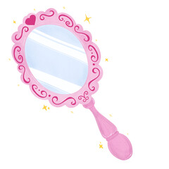 Naklejka premium Pink Hand Mirror Illustration