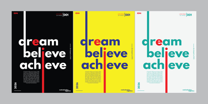 motivation quotes poster design dream believe and achieve for wall decoration