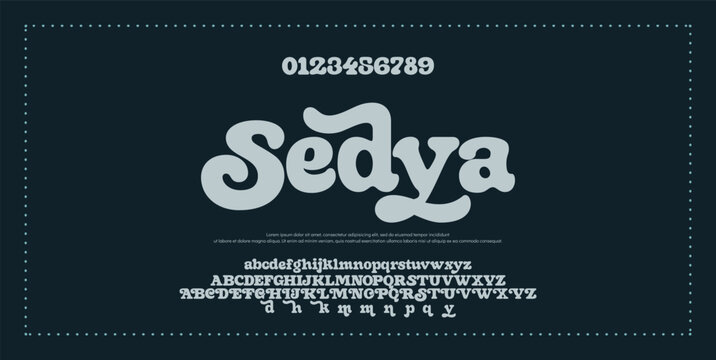 Sedya Premium luxury elegant alphabet letters and numbers. Elegant wedding typography classic serif font decorative vintage retro. Creative vector illustration