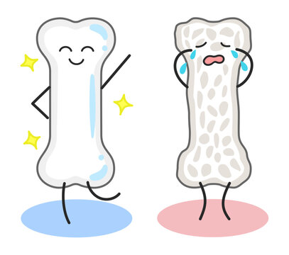 元気な骨と骨粗鬆症の骨の比較イラスト