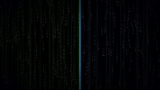 Dual Tone Split Binary Code Rain Background - Two Color Digital Data Stream 4K Seamless Loop