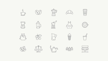 Fototapeta premium Coffee and Bakery Icons Set for Food and Beverage Business