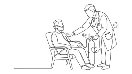 Obraz premium Single Line Art of Healthcare Worker Applying Oxygen Mask to Patient