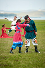 Fototapeta premium Mongolian traditional dance performed at the Naadam Festival