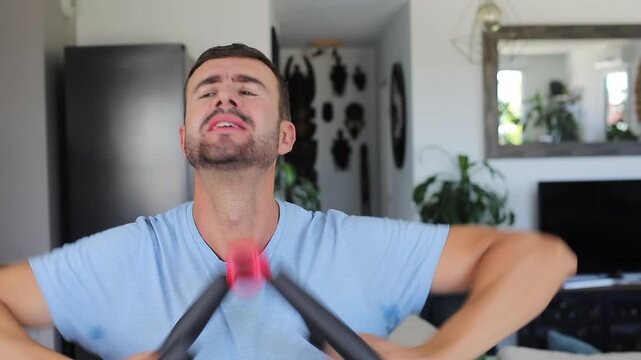 Man doing some anaerobic exercise at home 
