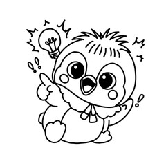 Fototapeta premium Cute Penguin Having an Idea Illustration