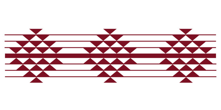 Traditional Saudi Arabian Al Sadu geometric border featuring red tribal diamond motifs with horizontal woven lines inspired by authentic Bedouin textile pattern