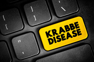 Fototapeta premium Krabbe Disease or globoid cell leukodystrophy is a severe neurological condition, text button on keyboard, concept background