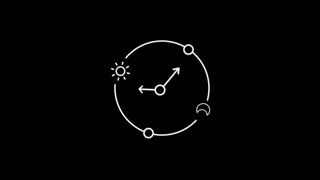 Time cycle animation, clock timeline infographic, circular schedule diagram, project workflow process, planning concept illustration, minimal business
