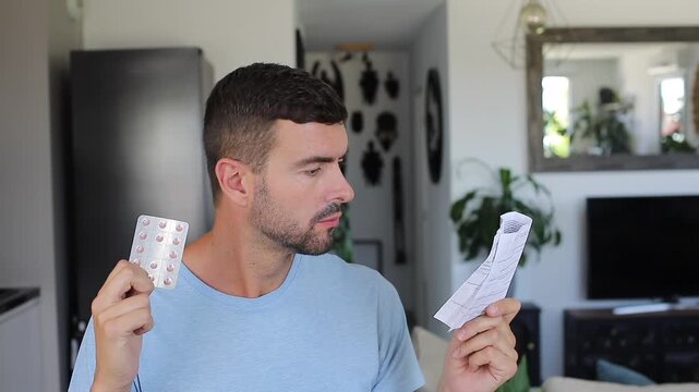 Man reading a medication leaflet