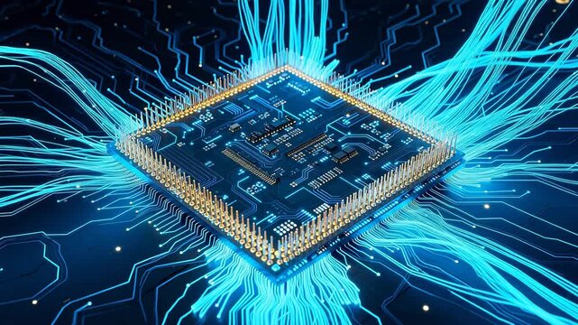 Microchip with glowing circuitry
