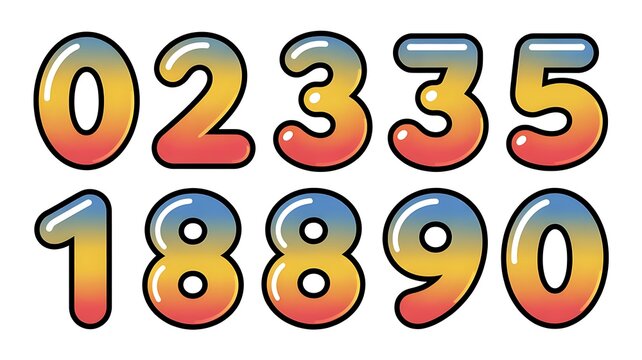 Numbers 0-10 vector icon set, emoji illustration pack, isolated on transparent background. 