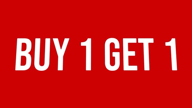 Buy one get one text animation free special marketing retail promotion sale banner on red background template for online store advertising