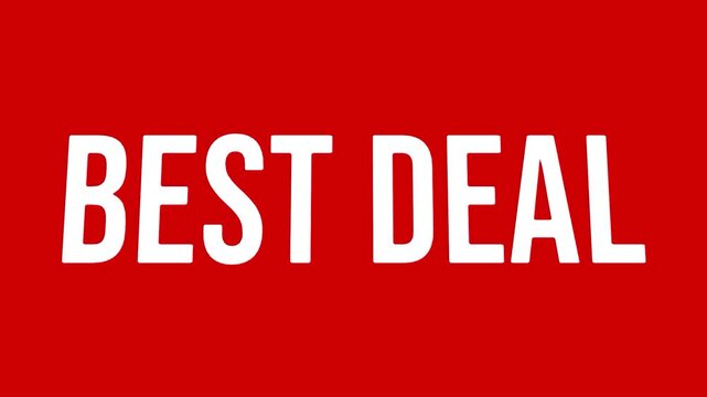 Best deal promotion typographic text sign graphic banner animation on red background for shopping store video motion graphic template