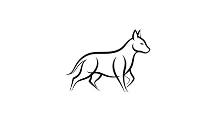Fototapeta premium Elegant stylized canine silhouette walking forward outline art