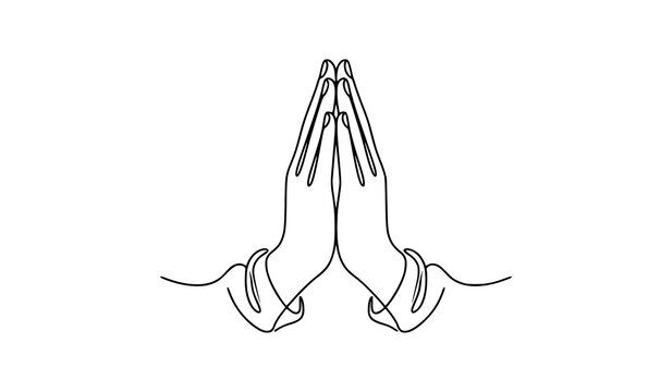 Praying Hands Continuous One Line Art Vector Illustration