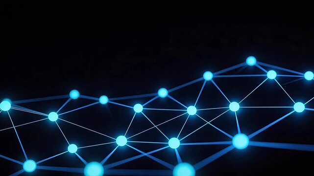 Blue glowing network nodes and connections