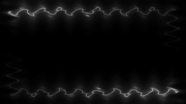 Abstract White Neon Frame on Black Background: A Digital Art Creation