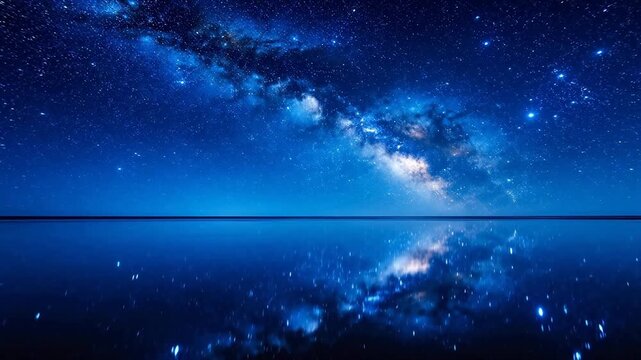 Night sky with stars and reflection