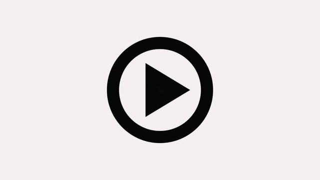 Play button icon animation on circle. video player icon triangle shape button icon animation with white background.