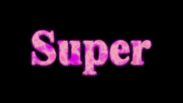 super  text glitch effects on a black background.