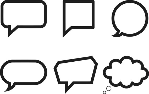 Speech Bubbles Set with Bold Black Vector Icons for Messaging, Conversation, and Communication Ui Design