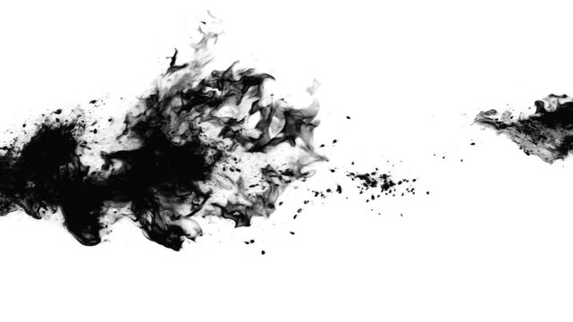 Abstract Ink Splatters on White Background
