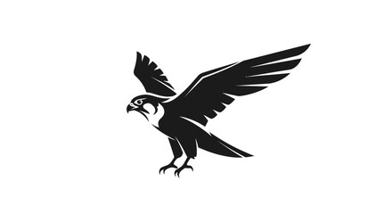 Fototapeta premium Stylized falcon bird of prey wings spread isolated