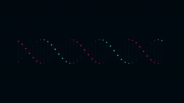 Biotechnology DNA Helix Animation - Glowing Genetic Strand Science Background 4K Seamless Loop