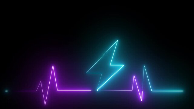 neon heartbeat cardiogram pulse animation abstract background,glowing neon heart beat icon animation on black background. Neon heartbeat icon ECG heartbeat signal icon animation, heartbeat pulse