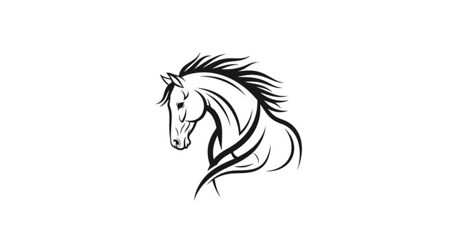 Stylized horse head silhouette emblem animal power symbol vector graphic