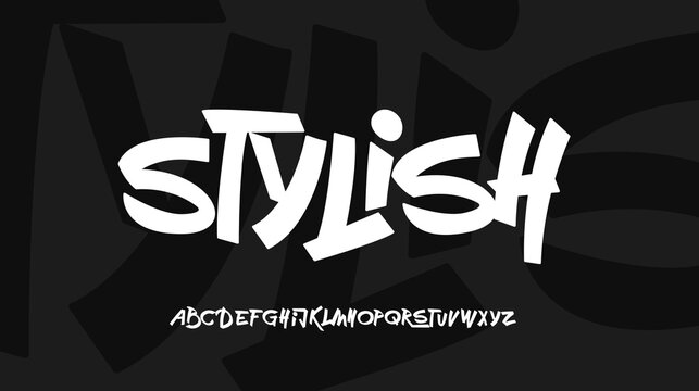 Graffiti Font Logo Alphabet Street Stylish Brush Paint Letter Set Modern Typography, Urban Typographic Design for Creative Art, Hiphop Music Headline Logotype, Cool Fonts. Vector Typeface