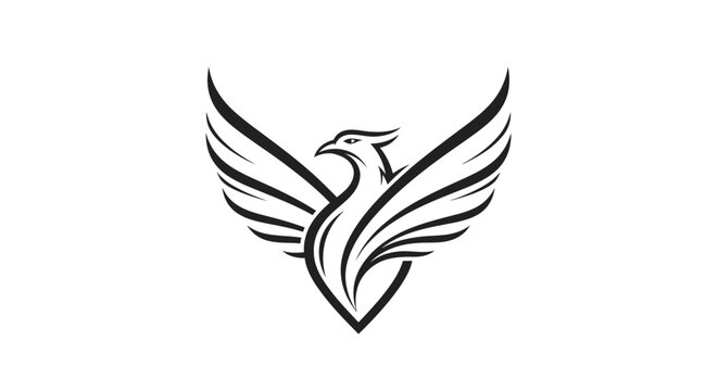 Stylized phoenix bird emblem with wings spread in flight