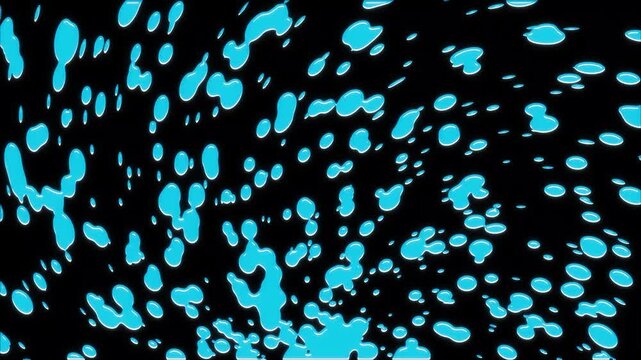 Hand drawn cartoon water splash on black screen background, water liquid drop 2d animation, Blue liquid splash streaks diagonally across, movies, anime, comic style and transitions. 4k video