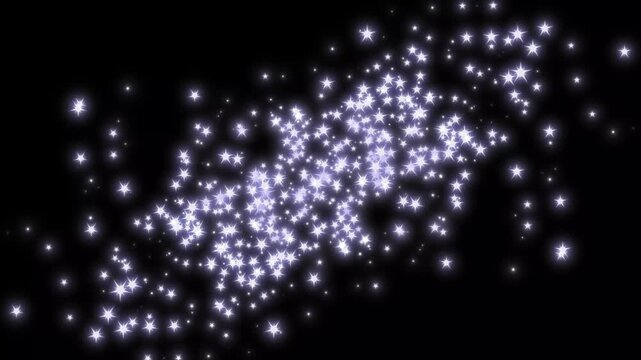 Magic White Glitter Star Square Line Effect, Sparkling Particle Dust Whirl Explosion on Chroma Key Green Screen Background Footage