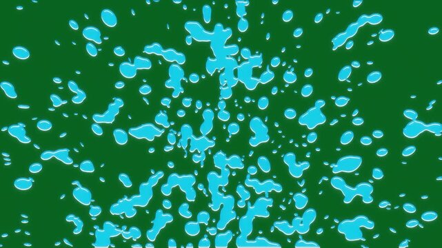 Splash liquid doodle explosion with fluid wave motion, cartoon water splash fx, hand drawn liquid animation, 2d animation of path stream cartoon liquid splash in simple flat style on green background.