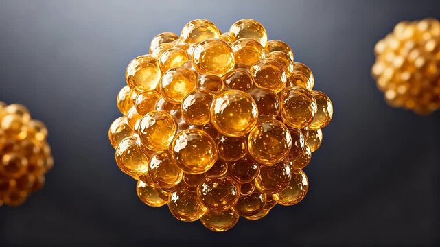 Cluster of golden translucent spheres