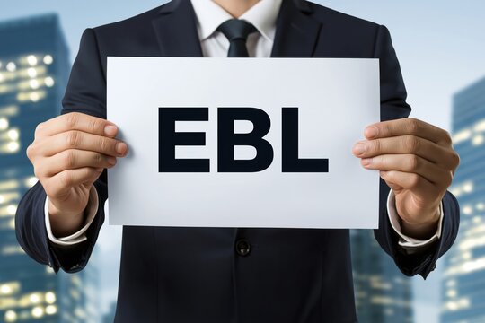 Corporate Executive Holding Short EBL Message on Paper Sign