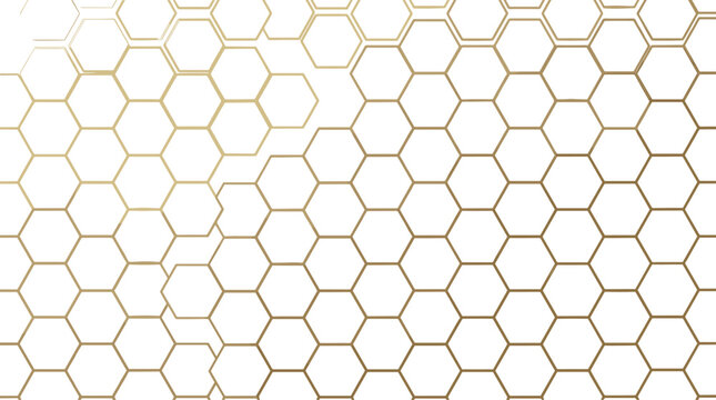 Abstract Honeycomb Seamless Pattern Vector with Golden Geometric Hexagon Grid Networks for Modern Luxury Backdrop and Wallpaper Graphic Designs