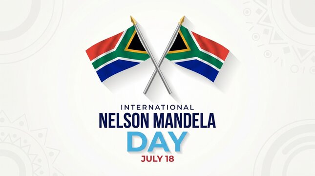 International nelson mandela day july 18 with south african flags