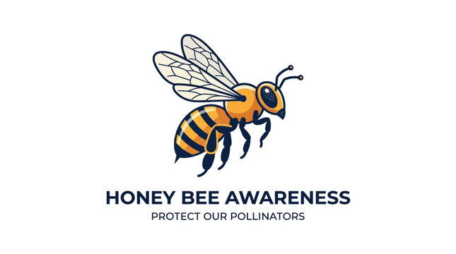 Honey Bee Awareness and Protect Our Pollinators Concept Illustration